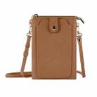 Litchi Texture Card Holder Mobile Phone Zipper Bag with Long Strap(Brown) - 1