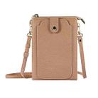 Litchi Texture Card Holder Mobile Phone Zipper Bag with Long Strap(Gold) - 1