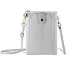 Litchi Texture Card Holder Mobile Phone Zipper Bag with Long Strap(Silver) - 1