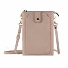 Litchi Texture Card Holder Mobile Phone Zipper Bag with Long Strap(Khaki) - 1