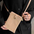 Litchi Texture Card Holder Mobile Phone Zipper Bag with Long Strap(Khaki) - 6