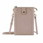 Litchi Texture Card Holder Mobile Phone Zipper Bag with Long Strap(Apricot) - 1