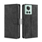 For OnePlus Ace/10R Skin Feel Crocodile Magnetic Clasp Leather Phone Case(Black) - 1