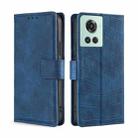 For OnePlus Ace/10R Skin Feel Crocodile Magnetic Clasp Leather Phone Case(Blue) - 1