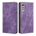 For LG Velvet RFID Anti-theft Brush Magnetic Leather Phone Case(Purple) - 1