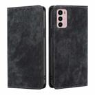 For Motorola Moto G42 4G RFID Anti-theft Brush Magnetic Leather Phone Case(Black) - 1