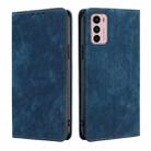 For Motorola Moto G42 4G RFID Anti-theft Brush Magnetic Leather Phone Case(Blue) - 1