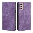 For Motorola Moto G42 4G RFID Anti-theft Brush Magnetic Leather Phone Case(Purple) - 1