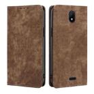 For Nokia C100 RFID Anti-theft Brush Magnetic Leather Phone Case(Brown) - 1