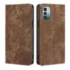 For Nokia G21/G11 Anti-theft Brush Magnetic Leather Phone Case(Brown) - 1