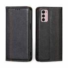 For Motorola Moto G42 4G Grid Texture Magnetic Flip Leather Phone Case(Black) - 1