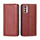 For Motorola Moto G42 4G Grid Texture Magnetic Flip Leather Phone Case(Red) - 1