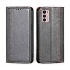 For Motorola Moto G42 4G Grid Texture Magnetic Flip Leather Phone Case(Grey) - 1