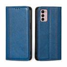 For Motorola Moto G42 4G Grid Texture Magnetic Flip Leather Phone Case(Blue) - 1