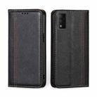 For TCL 30T T603DL Grid Texture Magnetic Flip Leather Phone Case(Black) - 1