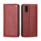 For TCL 30T T603DL Grid Texture Magnetic Flip Leather Phone Case(Red) - 1