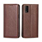 For TCL 30T T603DL Grid Texture Magnetic Flip Leather Phone Case(Brown) - 1