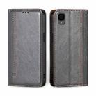 For TCL 30Z T602DL Grid Texture Magnetic Flip Leather Phone Case(Grey) - 1