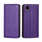 For TCL 30Z T602DL Grid Texture Magnetic Flip Leather Phone Case(Purple) - 1