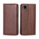 For TCL 30Z T602DL Grid Texture Magnetic Flip Leather Phone Case(Brown) - 1