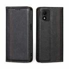 For TCL 303 Grid Texture Magnetic Flip Leather Phone Case(Black) - 1