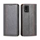 For TCL 303 Grid Texture Magnetic Flip Leather Phone Case(Grey) - 1