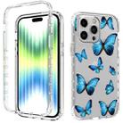 For iPhone 14 Pro Max Transparent Painted Phone Case (Blue Butterflies) - 1