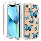 For iPhone 14 Transparent Painted Phone Case (Blue Butterflies) - 1