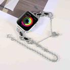 Double Chain 2-bead Stainless Steel Watch Band For Apple Watch Ultra 49mm&Watch Ultra 2 49mm / Series 9&8&7 45mm / SE 3&SE 2&6&SE&5&4 44mm / 3&2&1 42mm(Silver and Black) - 1