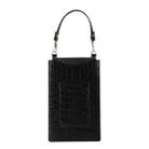 Stone Texture Card Holder Mobile Phone Bag with Short Strap(Black) - 1
