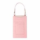Stone Texture Card Holder Mobile Phone Bag with Short Strap(Pink) - 1