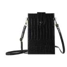 Stone Texture Card Holder Mobile Phone Bag with Long Strap(Black) - 1