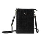 Stone Texture Card Holder Mobile Phone Zipper Bag with Long Strap(Black) - 1