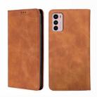 For Motorola Moto G42 4G Skin Feel Magnetic Horizontal Flip Leather Phone Case(Light Brown) - 1