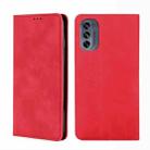 For Motorola Moto G62 5G Skin Feel Magnetic Horizontal Flip Leather Phone Case(Red) - 1