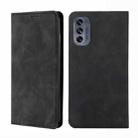 For Motorola Moto G62 5G Skin Feel Magnetic Horizontal Flip Leather Phone Case(Black) - 1