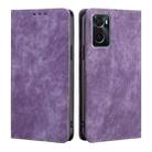 For OPPO A36 4G/A76 4G Global RFID Anti-theft Brush Magnetic Leather Phone Case(Purple) - 1