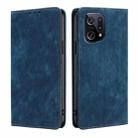 For OPPO Find X5 RFID Anti-theft Brush Magnetic Leather Phone Case(Blue) - 1