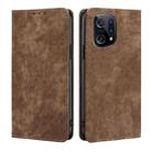 For OPPO Find X5 RFID Anti-theft Brush Magnetic Leather Phone Case(Brown) - 1