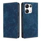 For OPPO Reno8 Pro+ 5G RFID Anti-theft Brush Magnetic Leather Phone Case(Blue) - 1