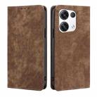 For OPPO Reno8 Pro+ 5G RFID Anti-theft Brush Magnetic Leather Phone Case(Brown) - 1