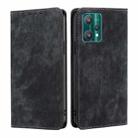 For Realme 9 Pro/V25/Q5 5G RFID Anti-theft Brush Magnetic Leather Phone Case(Black) - 1