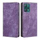For Realme 9 Pro/V25/Q5 5G RFID Anti-theft Brush Magnetic Leather Phone Case(Purple) - 1
