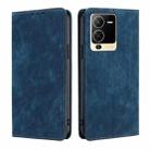 For vivo S15 5G RFID Anti-theft Brush Magnetic Leather Phone Case(Blue) - 1