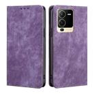 For vivo S15 5G RFID Anti-theft Brush Magnetic Leather Phone Case(Purple) - 1