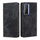 For vivo X70 RFID Anti-theft Brush Magnetic Leather Phone Case(Black) - 1