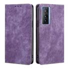 For vivo X70 RFID Anti-theft Brush Magnetic Leather Phone Case(Purple) - 1