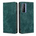 For vivo X70 RFID Anti-theft Brush Magnetic Leather Phone Case(Green) - 1