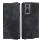 For vivo Y55S 5G RFID Anti-theft Brush Magnetic Leather Phone Case(Black) - 1