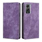 For vivo Y55S 5G RFID Anti-theft Brush Magnetic Leather Phone Case(Purple) - 1